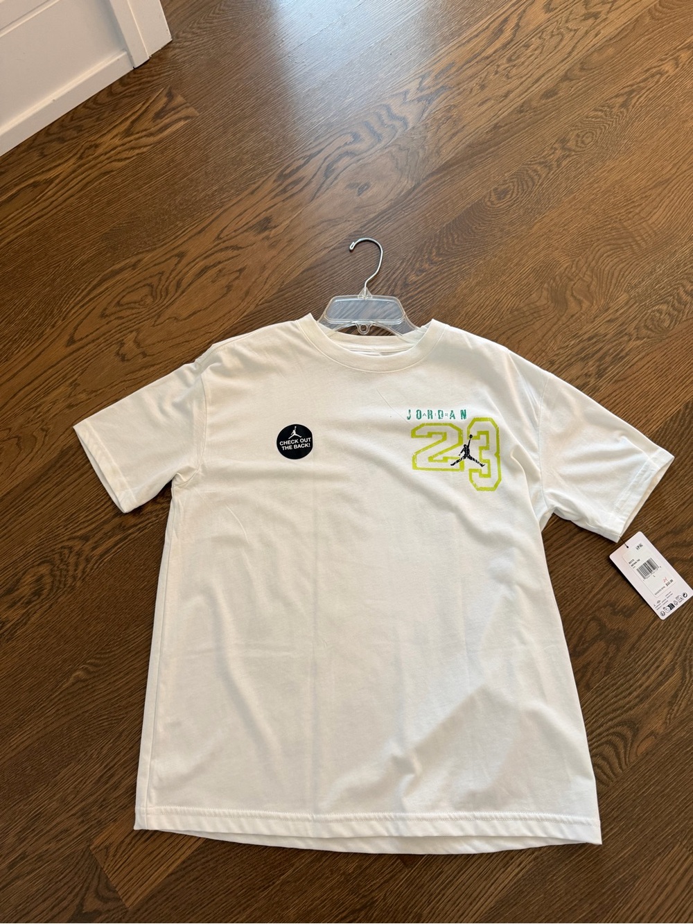 Jordan White Short-Sleeve Tee with Neon 23 Graphic